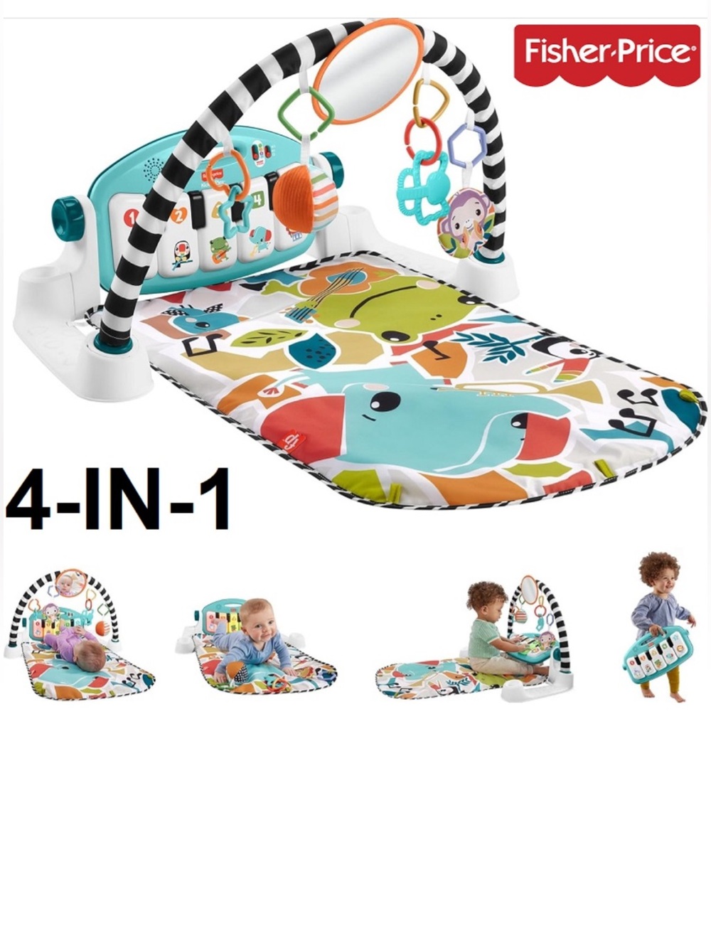 Fisher-Price Multi-Color 4-in-1 Activity Gym with Piano and Toys